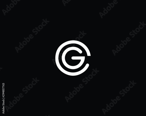 Trendy and Minimalist Letter CG GC Logo Design in Black and White Color , Initial Based Alphabet Icon Logo