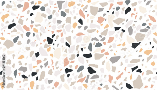 Fototapeta Vector terrazzo texture. Modern surface abstract seamless pattern. Granite background.