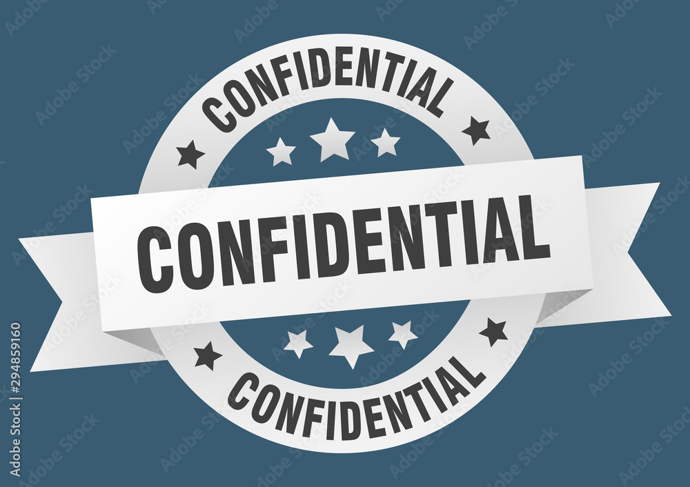 Fototapeta premium confidential ribbon. confidential round white sign. confidential
