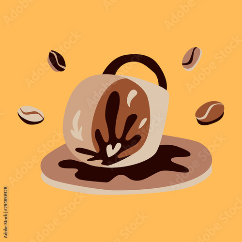 Fortune telling and divination isolated elements of coffee cup for a mystic sphere of activity, shop. Witch store. Idea for  esoteric, occult books, presentation. Furtive telling. 