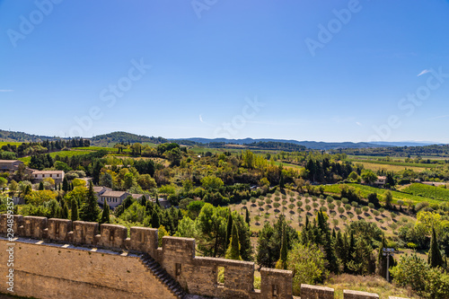 View from Carcassonne fortress to fields of grapes.