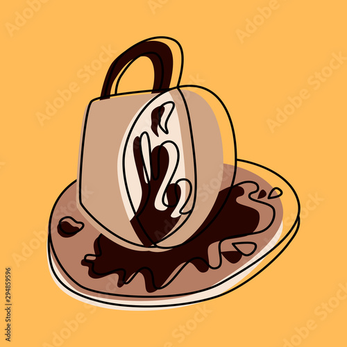 Fortune telling and divination isolated elements of coffee cup for a mystic sphere of activity, shop. Witch store. Idea for  esoteric, occult books, presentation. Furtive telling. 