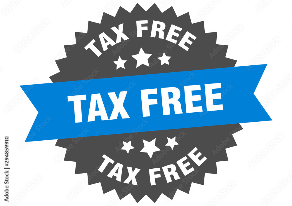 tax free sign. tax free blue-black circular band label tax free sign. tax free blue-black circular band label