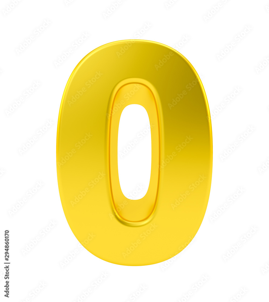 Gold metal number 0 zero isolated on white background, 3d rendering. Gold metal number 0 zero isolated on white background, 3d rendering.