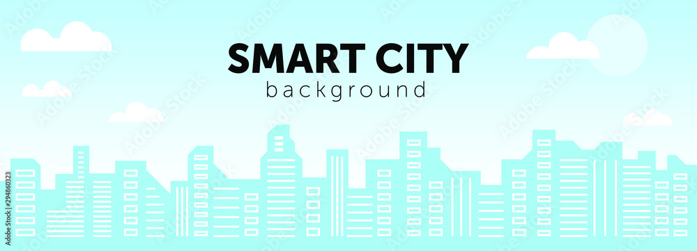 smart city. Illustration of city buildings silhouettes and colors, vector illustration.