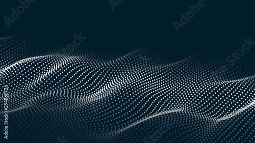 Abstract digital wave of particles. Futuristic point wave. Technology background vector. Vector illustration photo
