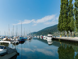 view of the harbor on Lake Biel in Switzerland