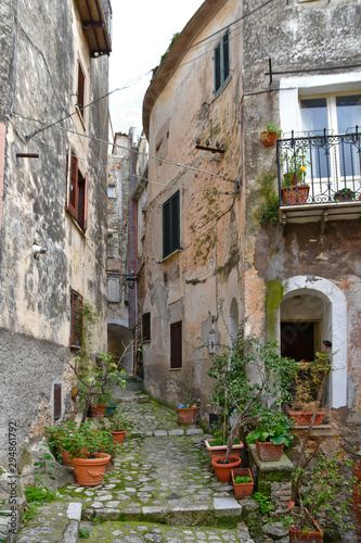 Monte San Biagio  Italy  03 24 2018. A street among the old houses of a village in the Lazio region.