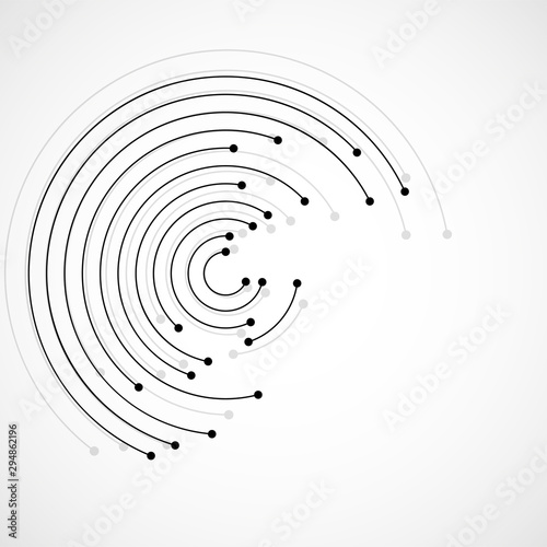 Vector technology connection logo, abstract sign of line and dots