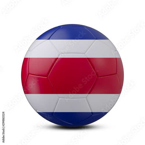 Soccer ball with flag of Costa Rica isolated with clipping path on white background  3d rendering