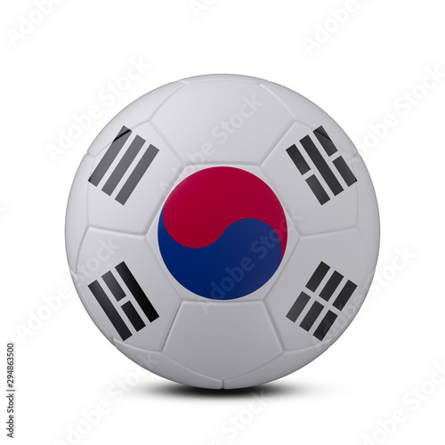 Free Download Soccer ball with flag of Korea Republic isolated with clipping path on white background, 3d rendering - GFXLoad