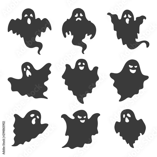 vector set of ghosts on white background