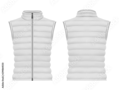 Front and back of vest jacket or sleeveless puffer