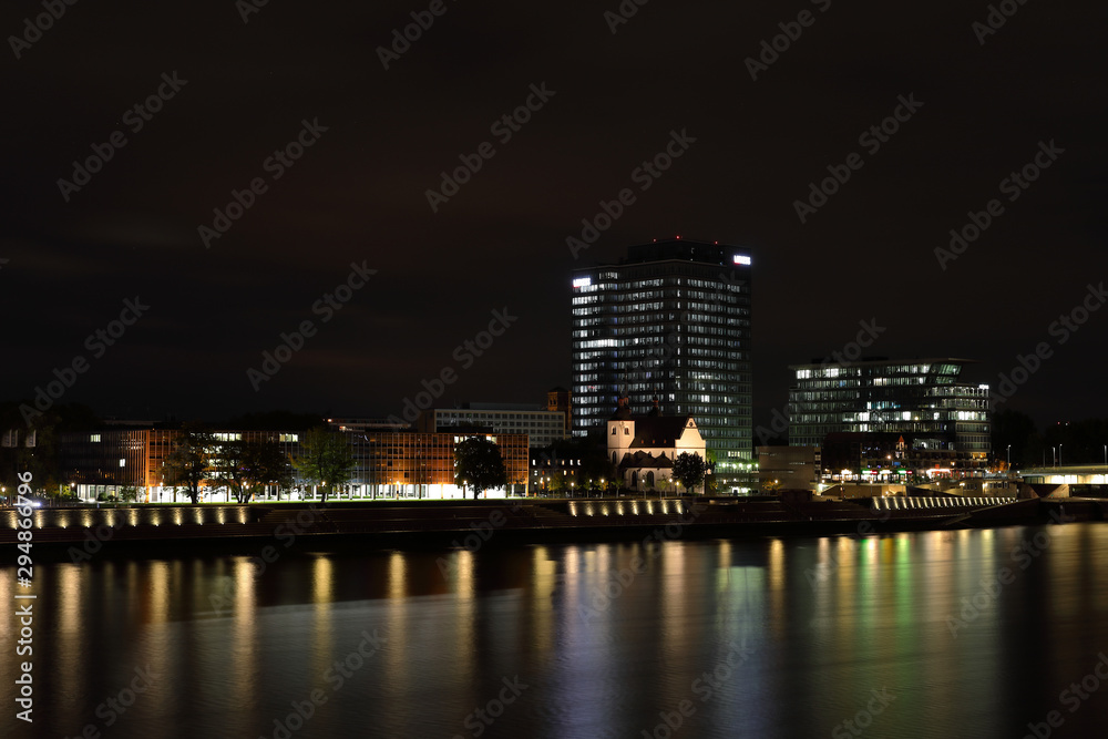Rhein river bank in the night