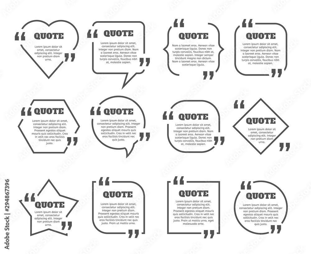 Quote box frames set. Textbox frame design template. Vector comment, message borders. Quote box frames set. Textbox frame design template. Vector comment, message borders.