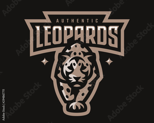 Leopard modern mascot logo, template design emblem for a sport and eSport team.