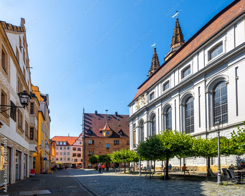 Sankt Gumbertus Kirche und Altstadt, Ansbach, Bayern, Deutschland 