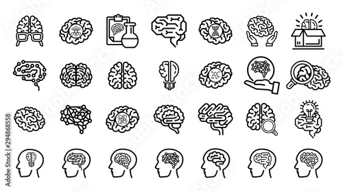 Human brains icon set. Illustration of human brains icon vector set isolated on white background