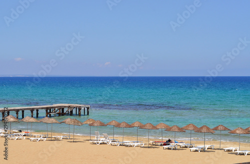 beach and sea  Cyprus  incredibly blue sea  Mediterranean Sea  boat mooring