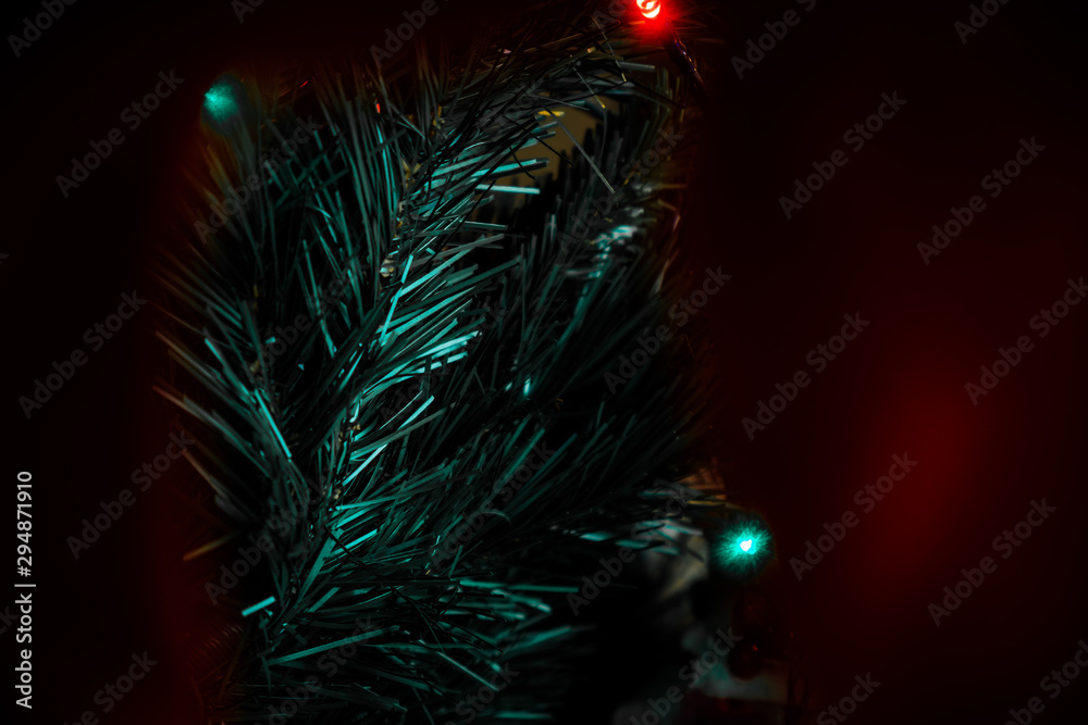 Christmas Tree with Fairly Lights with Red Frame Christmas Tree with Fairly Lights with Red Frame