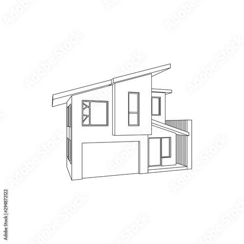 Asimetric Modern Architectural isolated house photo