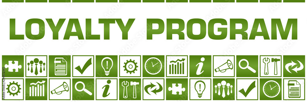 Loyalty Program Green White Box Grid Business Symbols Loyalty Program Green White Box Grid Business Symbols