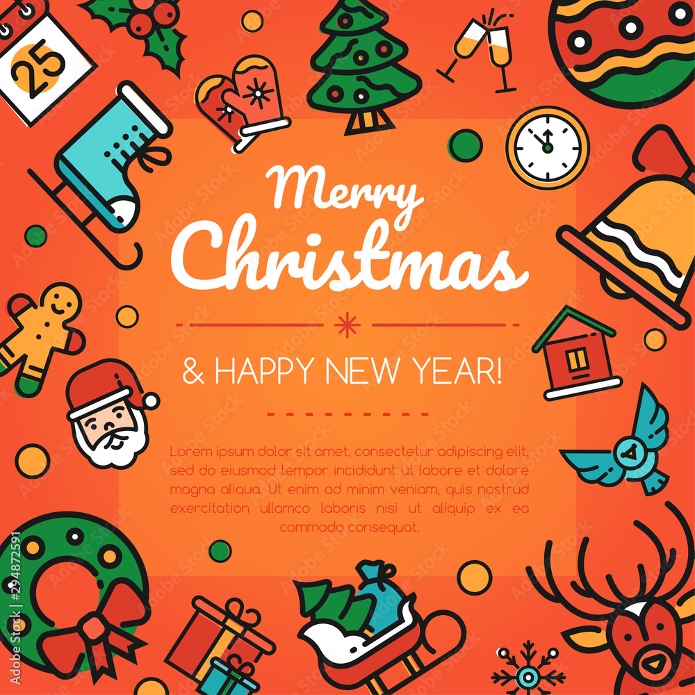 Fototapeta premium Merry christmas and happy new year social media banner template
