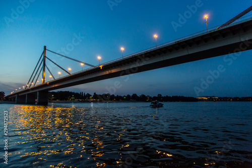 Liberty bridge over Danube in Novi Sad at blue hour.