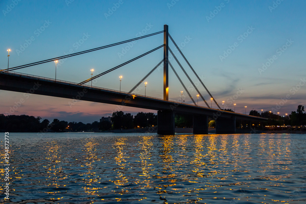 Naklejka premium Liberty bridge over Danube in Novi Sad at blue hour.