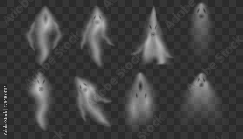 Realistic Ghosts on transparent background. 