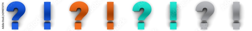 question mark exclamation point q and a sign blue orange silver icon set 3d render interrogation points punctuation marks isolated on white question mark exclamation point q and a sign blue orange silver icon set 3d render interrogation points punctuation marks isolated on white