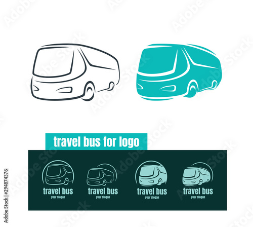 Tourist bus icon in the style of brush strokes. Travel bus.