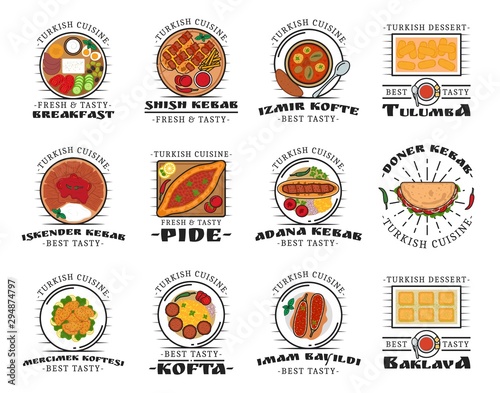 National turkish cuisine, dish icons