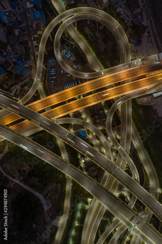 aerial view of buildings and highway interchange in dawn in Guiyang, China © Bob