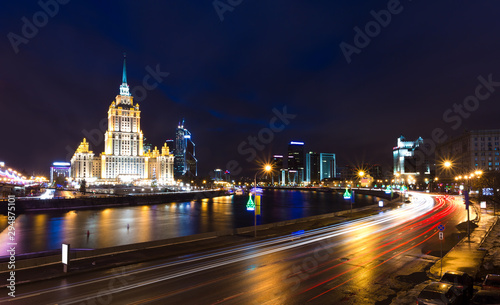 Night views of Moscow, hotel "Ukraine". Russia