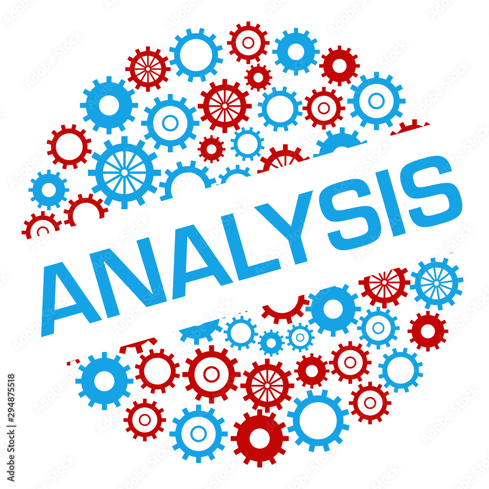 Analysis Red Blue Gears Circular Badge Style 