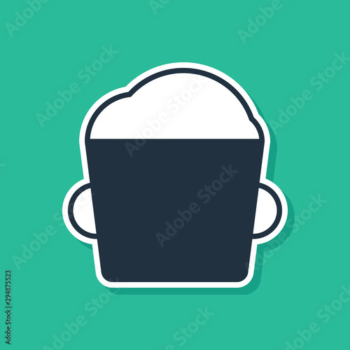 Blue Bakery bowl dough icon isolated on green background. Vector Illustration