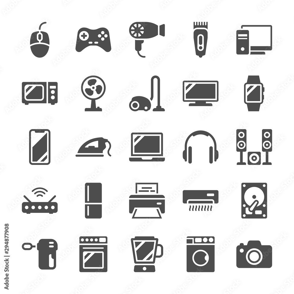 Home appliances and electronics. Flat icons set Home appliances and electronics. Flat icons set