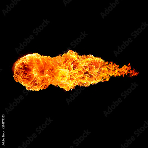 Ball of fire isolated on black background
