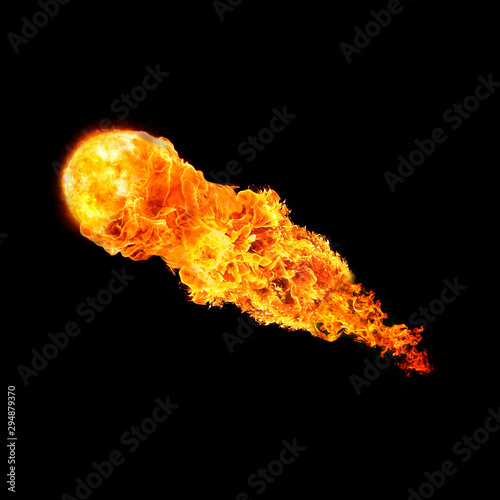 Ball of fire isolated on black background
