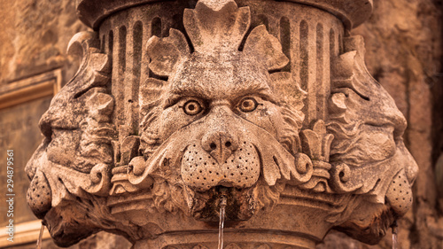 Photography Details of fountain in old town in Croatia
