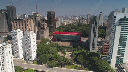 day time sao paulo city famous square aerial panorama 4k brasil  photo