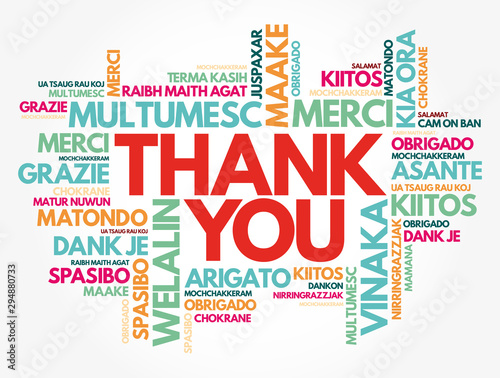 Thank You word cloud in different languages, concept background