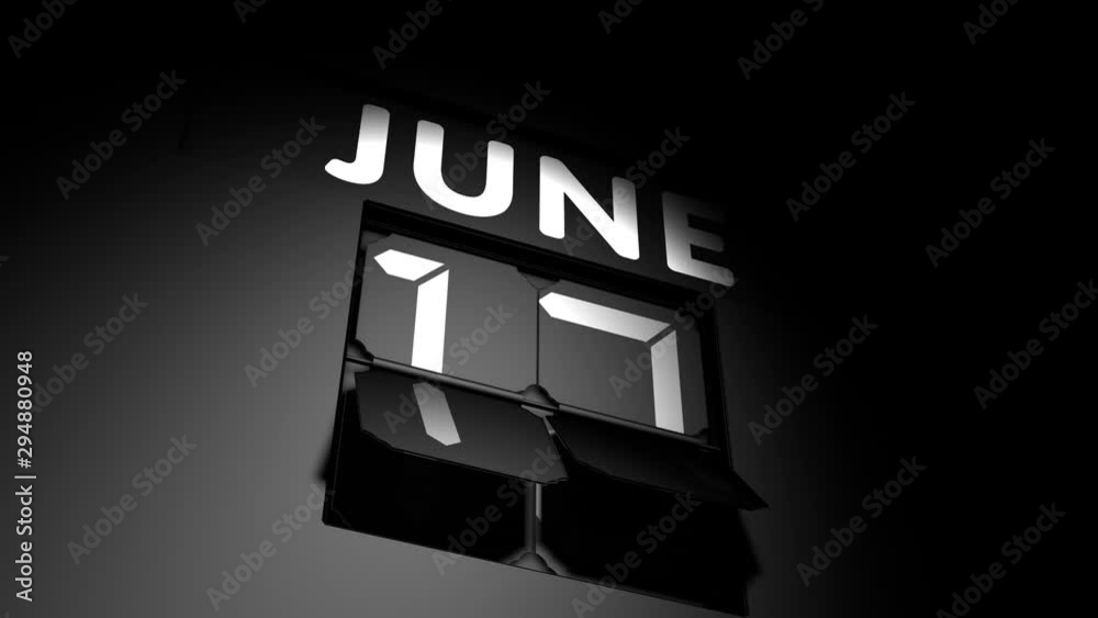 June 17 date. digital calendar change to June 17 animation June 17 date. digital calendar change to June 17 animation
