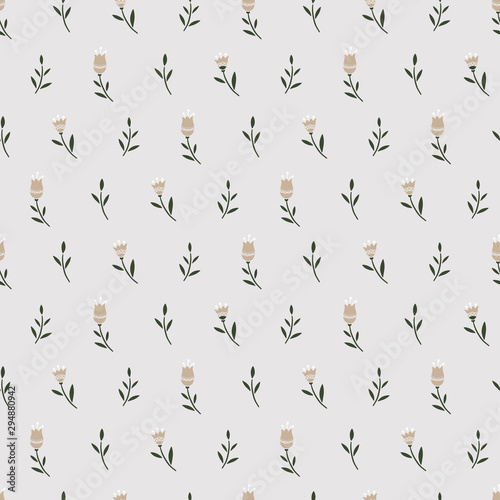 Folk flowers seamless vector repeating background colorful. Small floral pattern. © TALVA