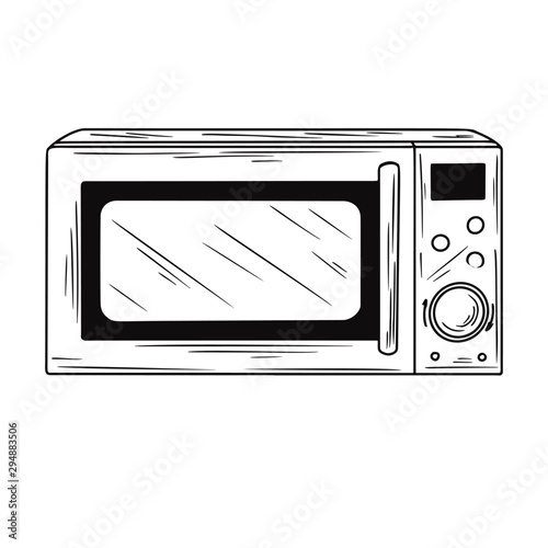 Microwave oven isolated on white background. Vector illustration