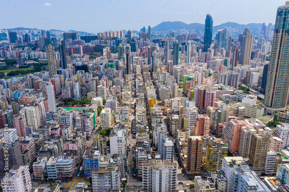 Fototapeta premium Aerial view of Hong Kong city