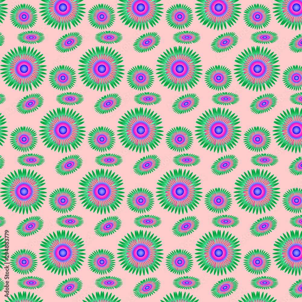 Green-pink blue coral on a pink background. Vector illustration pattern.