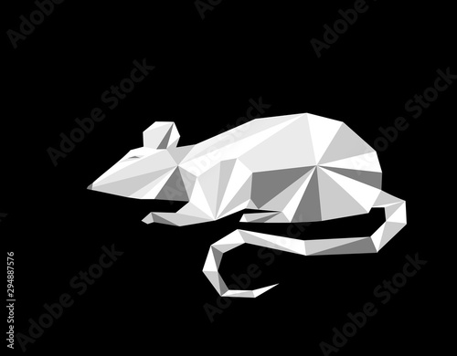 2020 White Rat on the Chinese calendar. Origami from paper. illustration