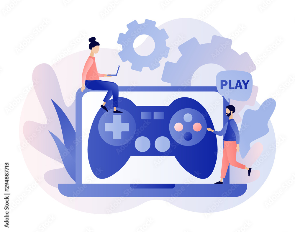 Free Vector, Character playing videogame concept